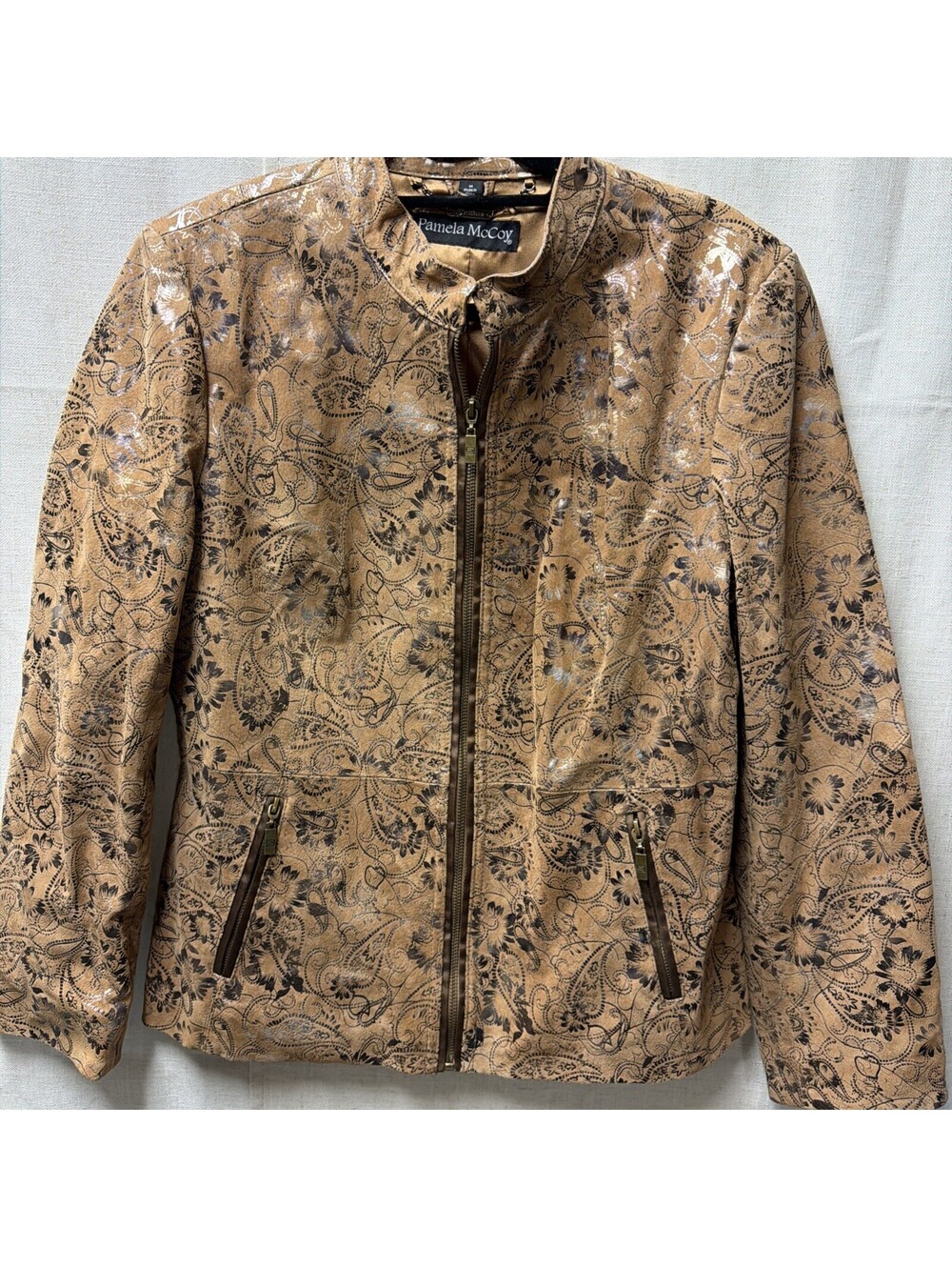 Pamela McCoy Women’s Brown Gold Jacket Size Medium